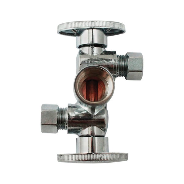 Keeney Mfg Keeney 1/2 in. FIP in. X 3/8 in. Compression Brass Dual Shut-Off Valve K2901DHLF - main